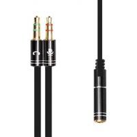 Аудіо-кабель XoKo 3.5 мм - 2х3.5 мм (M/F) 1 м Black (AC-009) (Код товару:19991)