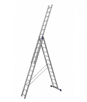 Алюминиевая трехсекционная лестница усиленная 3 х 13 ступеней (полупрофессиональная)