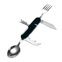 Туристический набор 5 в 1 (ложка, вилка, нож, открывалка и штопор), Черный / Набор для похода 706ALL