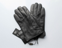 Мужские кожаные перчатки подкладка вязка black