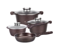 Набор посуды с мраморным антипригарным покрытием Higher Kitchen НК-315 (Красный, Зеленый, Кофе)