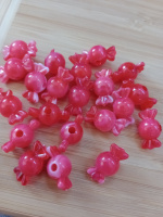 Бусина «конфетка» / размер 10×18 (отв.3 мм)/ Цвет- красный. Цена указана за 10 шт.