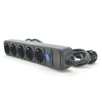 Сетевой удлинитель MERLION B530, 220В 10А,  5 розеток, 3,0 м, сечение 3х0,75мм, черный  Q50