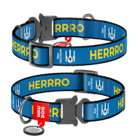 Нашийник для собак нейлоновий WAUDOG Nylon з QR паспортом, малюнок «Патрон», металевий фастекс, S, Ш 15 мм, Дов 25-35 см