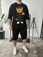 Комплект футболка та шорти ДТФ - Чорний - 53-056