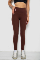 Лосины однотонные в рубчик утепленные на флисе, цвет шоколадный, 238R605