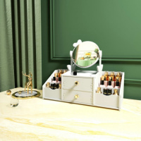 Настольный комод для косметики и украшений с зеркалом 40см