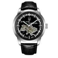 Чоловічий механічний годинник Awarder 043 Де би не був Silver-Black Automatic з сапфіровим склом