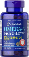 Puritan's Pride Omega-3 Fish Oil Plus Cholesterol Support 60 капсул