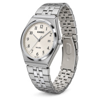 Чоловічий годинник Casio MTP-B145D-7B Classic з білим циферблатом та браслетом із нержавіючої сталі