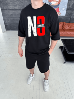 Комплект футболка та шорти чорного кольору з ДТФ принтом (оверсайз)