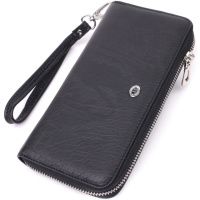 Гаманець-клатч універсальний на одне відділення з натуральної шкіри 722562 Чорний