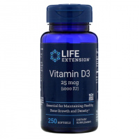 Витамин D3, Vitamin D3, Life Extension, 25 мкг (1000 МЕ), 250 гелевых капсул