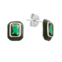 Серебряные серьги CatalogSilver с фианитами, емаллю (60002252)