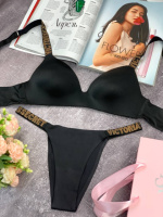 Комплект женский Victoria's Secret Бесшовный Черный kk037