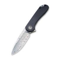 Нож складной карманный Civvi Elementum, (7.5 см) Damascus / Carbon Fiber & G10