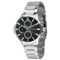 Чоловічий наручний годинник Guardo 012723-2 Silver-Black у класичному стилі з металевим браслетом