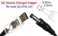 Переходник для роутера 9v (3a, 27w) 5.5x2.5mm 1.2m з USB Type-A (male) Quick Charge QC тригер (A class) 1 день гар.