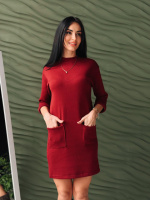 Тепла сукня з двосторонньої ангори «Debra» оптом | Норма Бордовий, 46-48