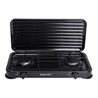 Настольная газовая плита на 2 конфорки 4.4 кВт мини газовая плита для баллонного газа Черная Sokany SK-6002B