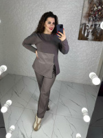 Повсякденний костюм з блискавками «Skylar» оптом | Батал | Розпродаж моделі Какао, 54-56