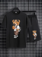 Чоловічий модний чорний літній спортивний костюм з трендовим дизайном