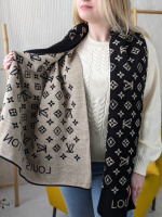 Двосторонній шарф Louis Vuitton чорно-пісочний