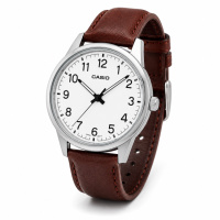 Чоловічий годинник Casio MTP-V005L-7B4 — Класична модель з білим циферблатом та шкіряним ремінцем