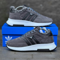 Кросівки замшеві зимові хутро Adidas до -21 °С колір сірий