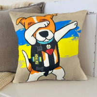 Подушка патриотическая 3D «Пес Патрон» 2713_D 12750 35х35 см бежевая