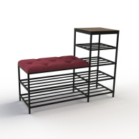 Банкетка для обуви Барселона-1 100см велюр красный/риголетто темный 4-1-9005