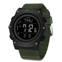 Тактичний чоловічий годинник Sanda 2159 Black-Green з електронним циферблатом та водонепроникністю 5 ATM