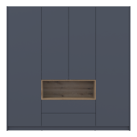 Шкаф для одежды с нишей Doros Дэйл 206х52х220 см Графит/Дуб евок (DRS-011283)