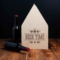 Ящик для пива «Beer time» для 6 бутылок, Светлое дерево, английский