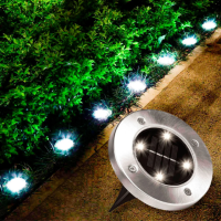 Уличный светильник на солнечной батарее «Bell Howell Disk lights» (4 led) | садовый фонарь
