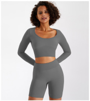 Комплект для фитнеса рашгард и велосипедки 8837 M серый