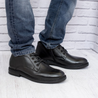 Кожаные черные ботинки на шнурках