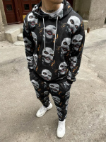 Чорний спортивний костюм худі штани з принтом маски