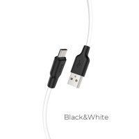 Кабель HOCO X21 Plus USB to Micro 2.4A, 1m, silicone, silicone connectors, Black+White (6931474711861)