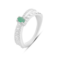 Серебряное кольцо CatalogSilver с натуральным изумрудом, фианитами, вес изделия 2,48 гр (2187684) 18 размер