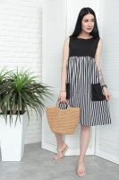 Сукня з завищеною талією «Band» оптом | Норма і батал | Розпродаж моделі Чорний, 46-48