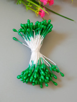 Тычинка 3 мм / зелёный / 95-98 шт / глянец двусторонняя