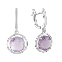 Срібні сережки SilverBreeze з натуральним аметистом (2089797)