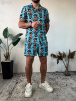 Пляжний костюм - блакитний - 55-023