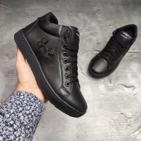 Ботинки Зимние кожаные мужские UNDER ARMOUR Black Lather! Брендовые мужские ботинки! Натуральная КОЖА+МЕХ!