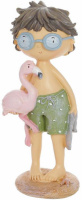 Декоративная статуэтка «Мальчик с Фламинго» 7.5х6.5х18см, полистоун