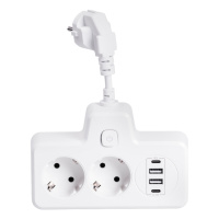 Сетевой фильтр на 2 евро розетки с 2 USB и 2 Type-C белый HP-5-17