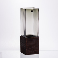 Стеклянная декоративная ваза квадратная, стильная ваза стекло с деревом для цветов прозрачная HP-32-7