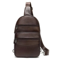 Стильная мужская кожаная сумка слинг среднего размера из качественной итальянской кожи в фирменной упаковке