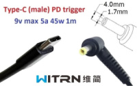 Переходник для роутера 9v (3a, 27w) 4.0x1.7mm 1m з USB Type-C (male) Power Delivery PD (WITRN) тригер (A